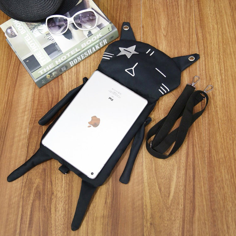 Cartoon cat canvas shoulder bag personality funny diagonal package