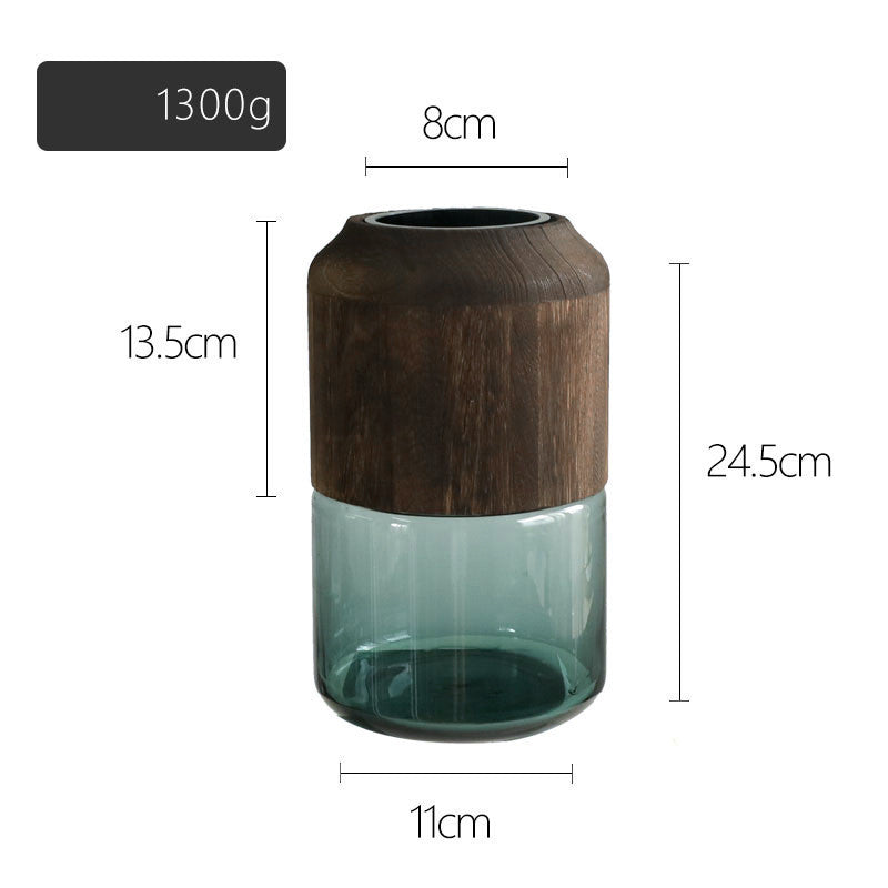 Log Solid Wood Transparent Glass Vase
