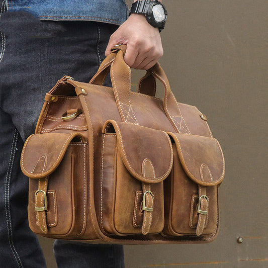 Vintage leather Crazy Horse leather handbag